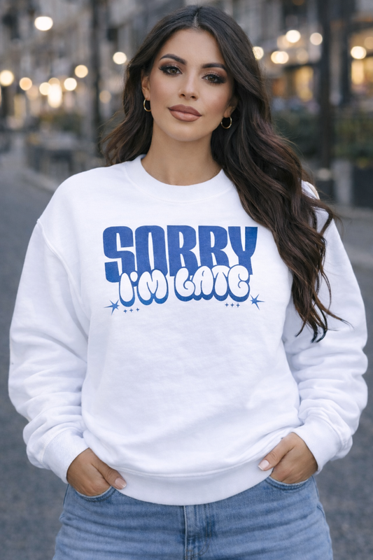Sorry I'm Late Crewneck Sweatshirt - Blame the Mirror Edition by Honey Pandya.