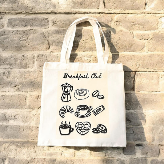 Breakfast Club Tote Bag – Cute Brunch Lover Aesthetic Reusable Canvas Shopping Bag