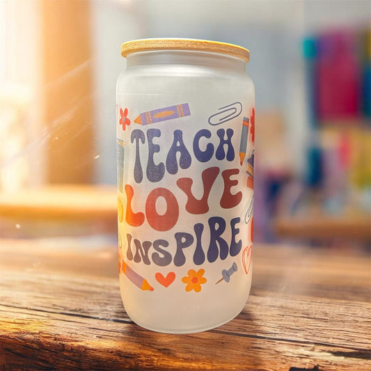 16oz Cute Thank You Teacher Tumbler with Bamboo Lid