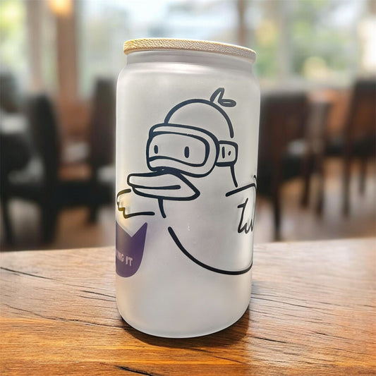 16oz Cute Duck Says ‘You’re Drinking My Pool’ Tumbler with Bamboo Lid